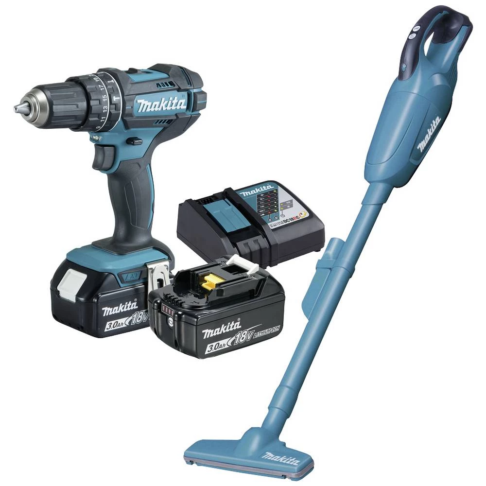 Kombinirani komplet baterija 18V (DHP482 + DCL181F) / 3,0 Ah, 2 baterije + punjač Makita  DLX2422 akumulatorski čekić  18 V 3.0 Ah li-ion slika