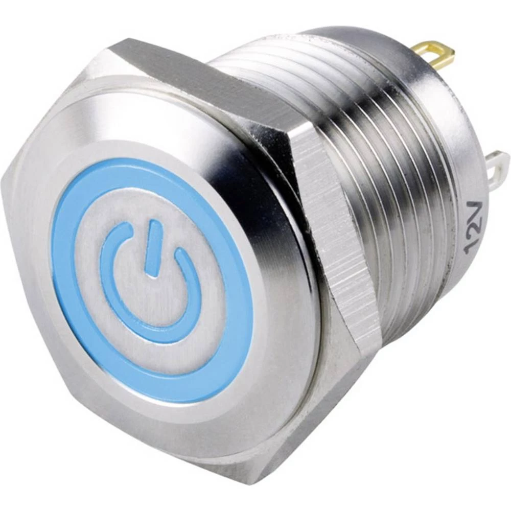 TRU COMPONENTS TC-GQ16F-10ET/B/12V/S Tlačni prekidač 48 V/DC 2 A 1 x OFF/(ON) IP65 vraća se u izsprijedai položaj 1 ST slika