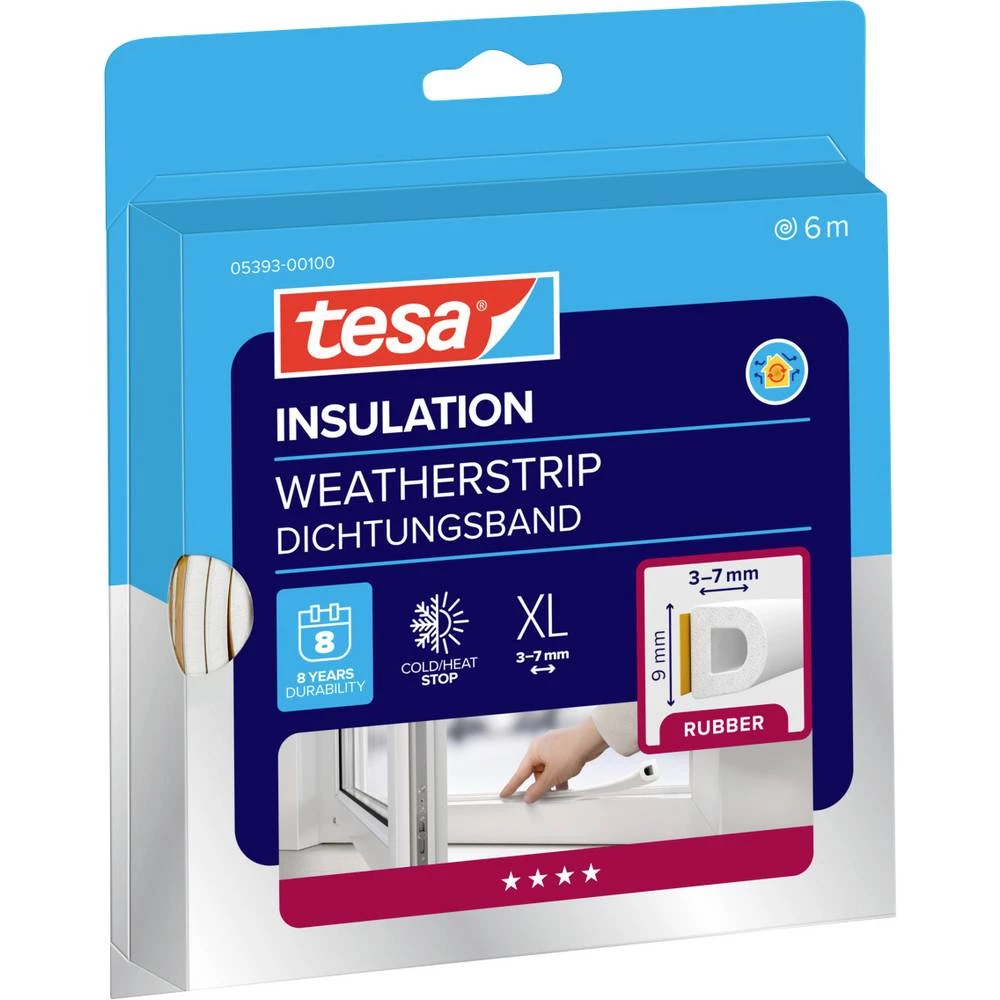 tesa D-Profil 05393-00100-01 brtvena traka tesamoll® bijela (D x Š) 6 m x 9 mm 6 m slika