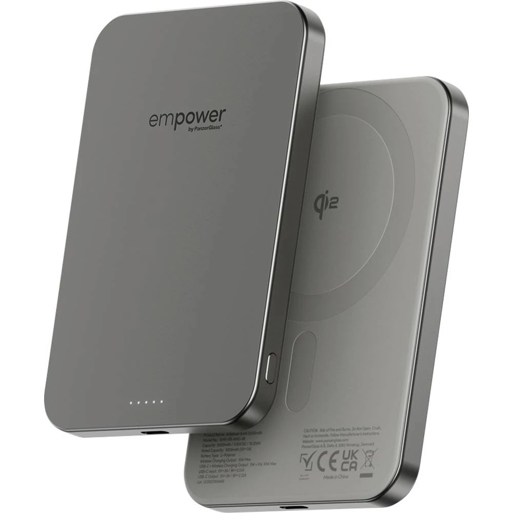 PanzerGlass empower Bank powerbank (rezervna baterija) 5000 mAh Magsafe, Qi Wireless Charging USB-C® prikaz statusa slika