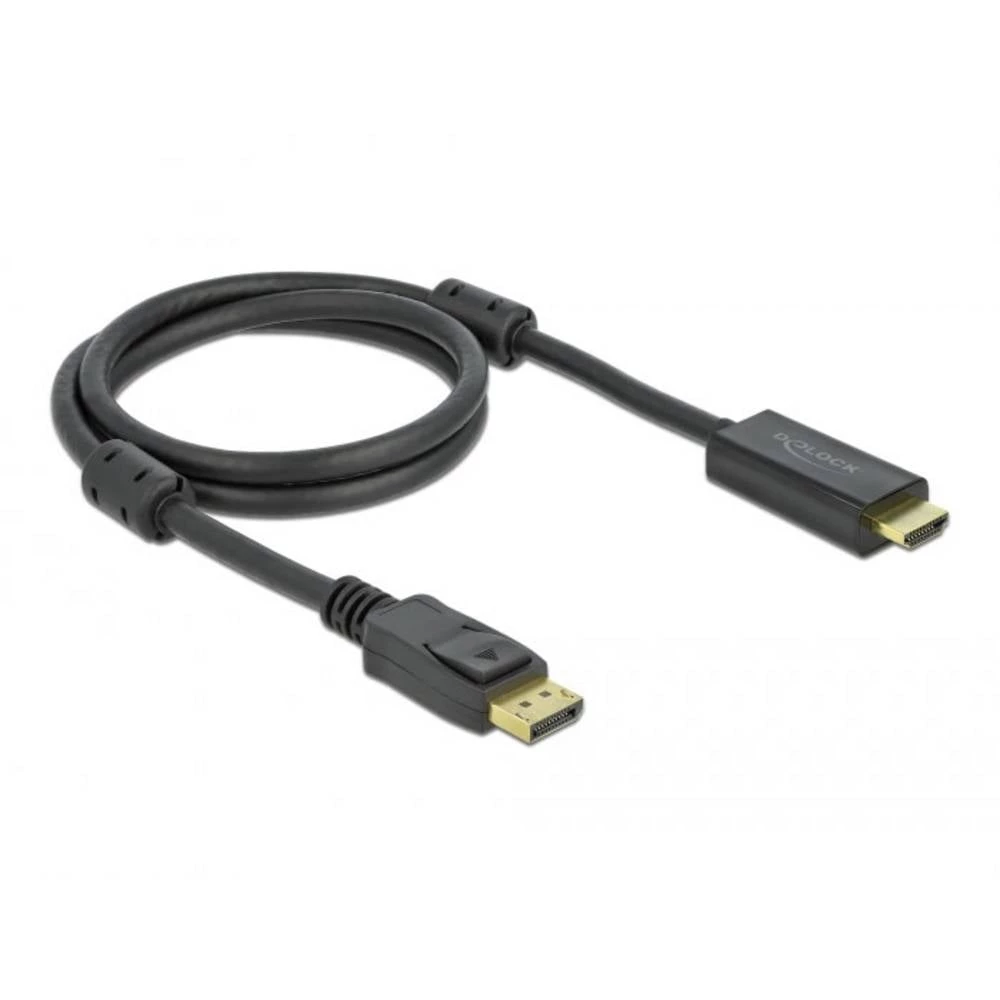 Delock DisplayPort / HDMI priključni kabel DisplayPort utikač, HDMI A utikač 1 m crna 85955 pozlaćeni kontakti, 4K UHD D slika