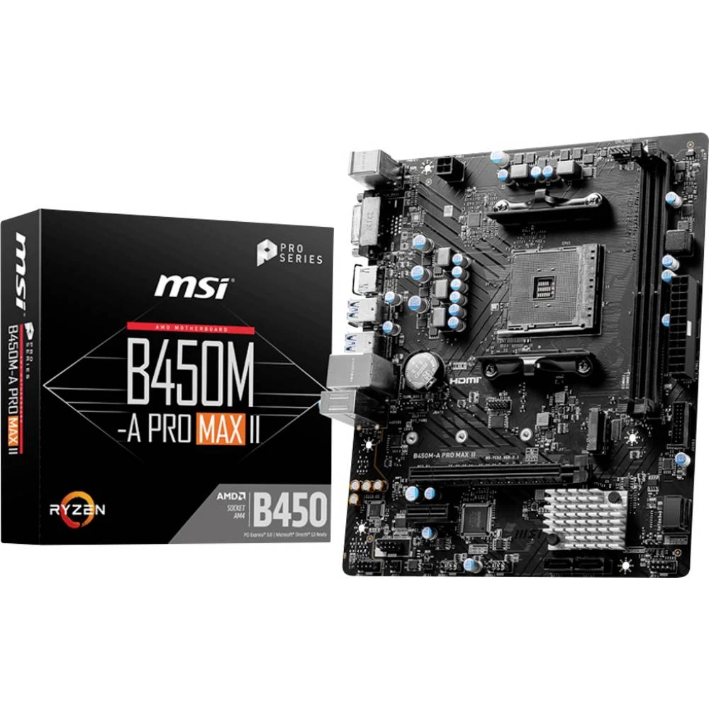 MSI B450M-A Pro MAX II matična ploča Faktor oblika (detalji) Micro-ATX Set čipova matične ploče AMD® B450 slika