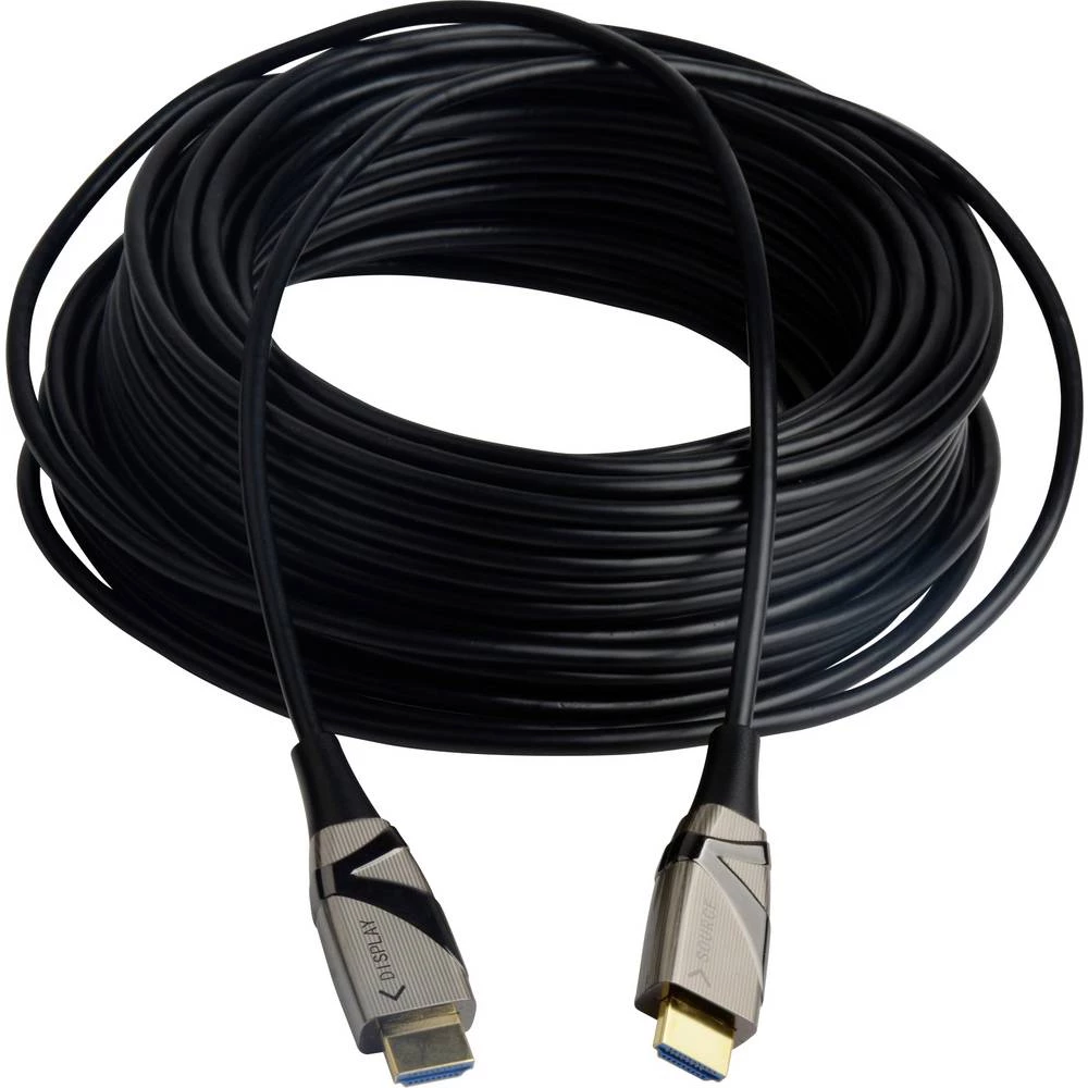 TECHly HDMI priključni kabel 50.00 m ICOC-HDMI-HY2-050 high speed HDMI crna [1x muški konektor HDMI - 1x muški konektor slika