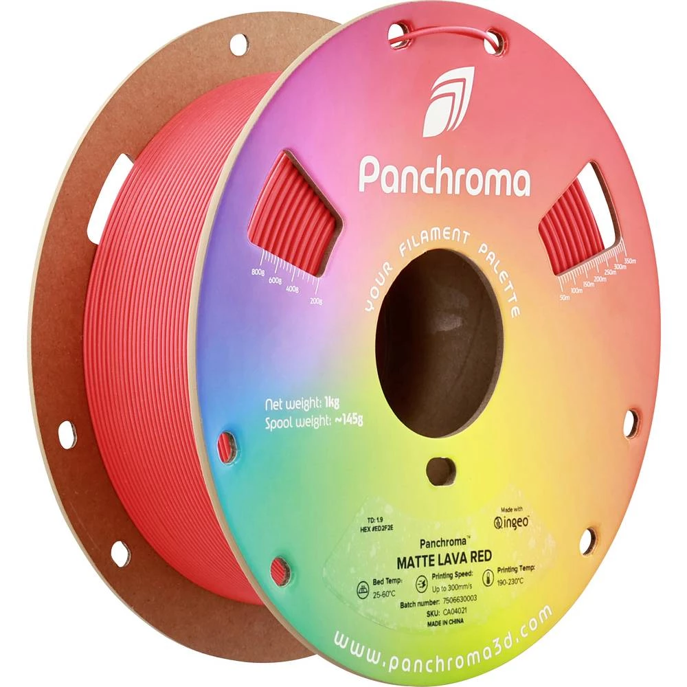 Polymaker CA04021 Panchroma™ Matte 3D pisač filament PLA mat, manji sadržaj plastike 1.75 mm 1000 g crvena lava, crvena slika