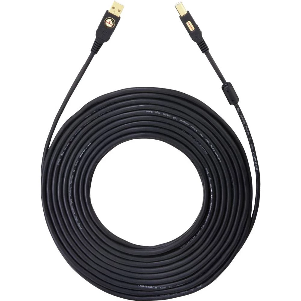 Oehlbach USB 2.0 Priključni kabel [1x Muški konektor USB 2.0 tipa A - 1x Muški konektor USB 2.0 tipa B] 7 m Crna pozlaćeni konta slika