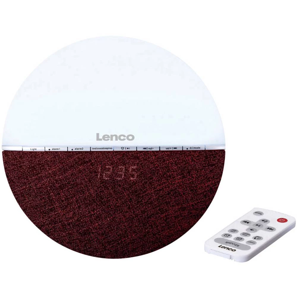 UKW Radio budilica Lenco CRW-4BG Bluetooth Svjetlo raspoloženja Crvena slika