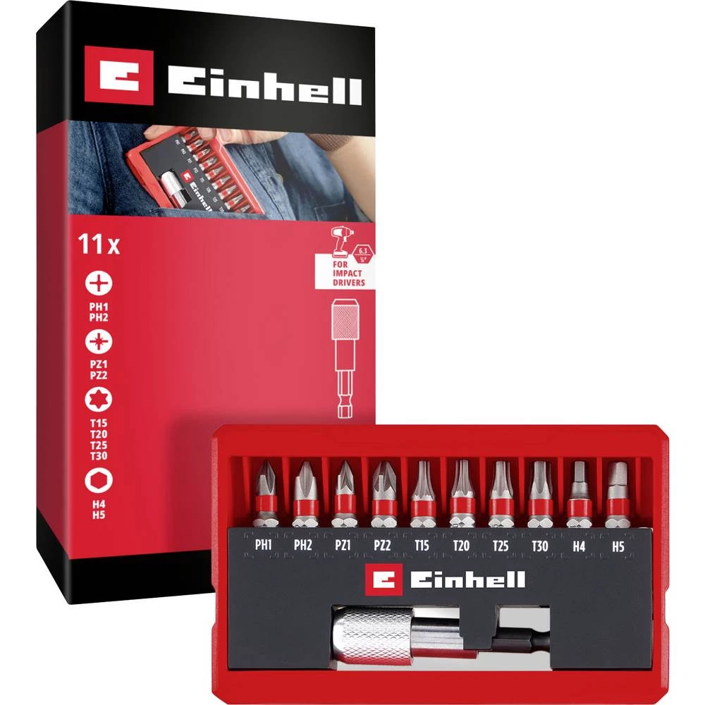 Einhell Bit Taschenbox 11tlg 118663 bit komplet PH, PZ, unutarnji šesterokutni, TX uklj. držač bitova slika