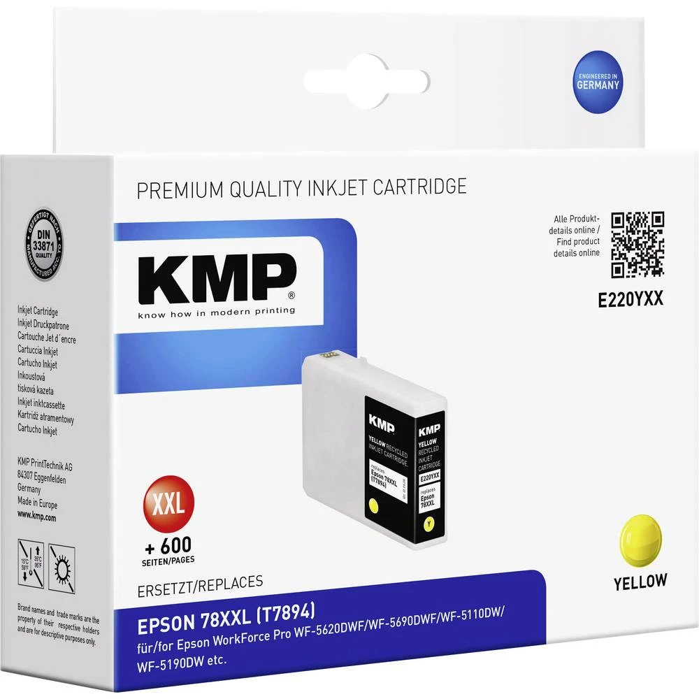 KMP Tinta Zamijena Epson 78XXL, T7894 Kompatibilan Žut E220YXX 1628,4209 slika