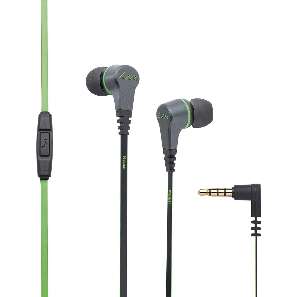 Naglavne slušalice Magnat LZR 340 U ušima Slušalice s mikrofonom, Poništavanje buke Siva, Zelena slika