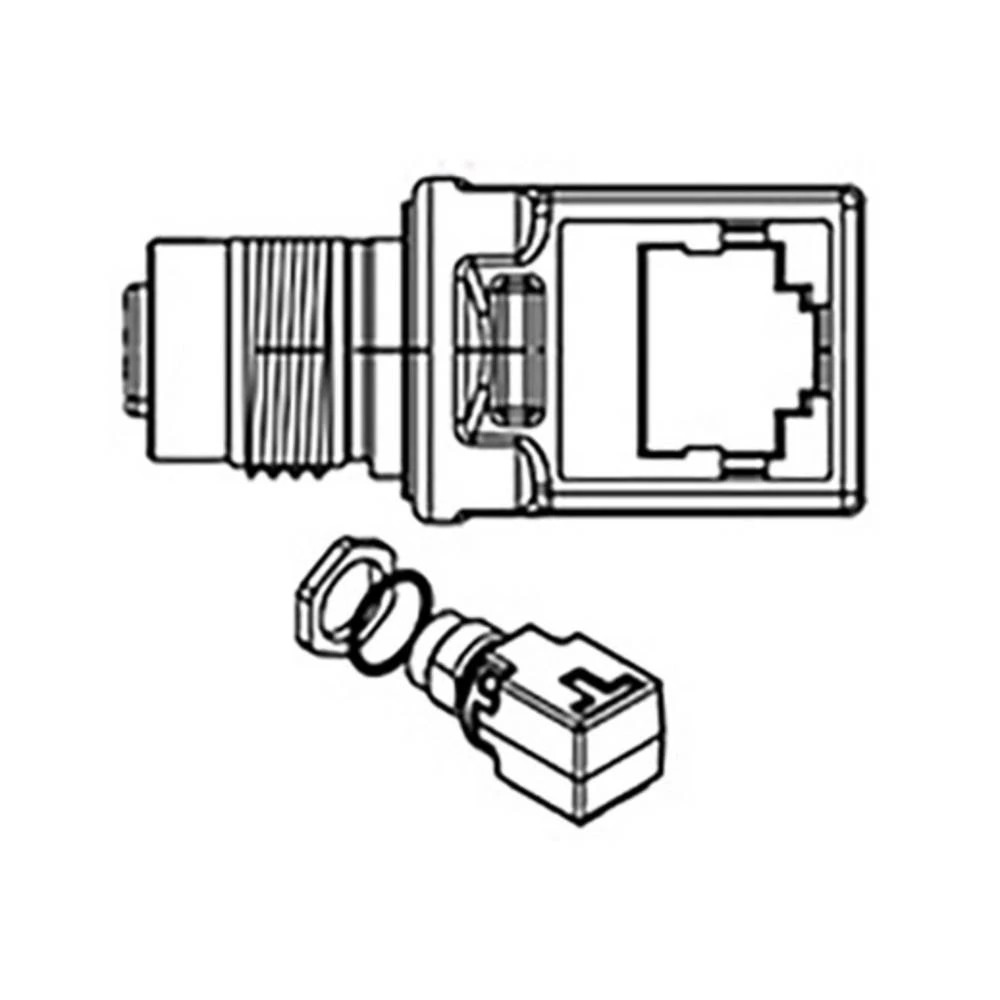 Molex 1300540010 Micro-Change (M12) 4 Pole, 90° D-Coded Adapter Female to Female RJ45, M16 x 1.5 Back Panel Mount slika