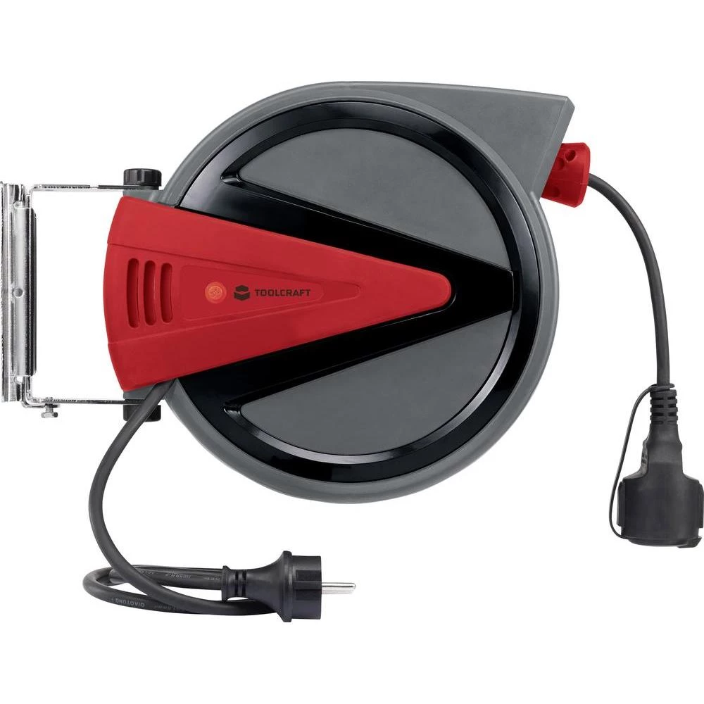 Zidni kablovski bubanj 10 m crne boje sa zaštitnim utikačem  slika