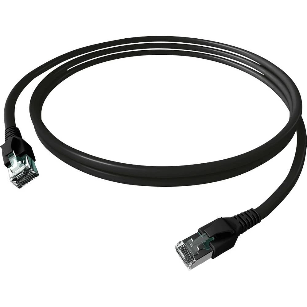 Easylan CP1KSBSBS0100 RJ45 mrežni kabel, Patch kabel CAT 6a S/FTP 10 m crna dvostruko zaštićen, bez halogena, vatrostala slika