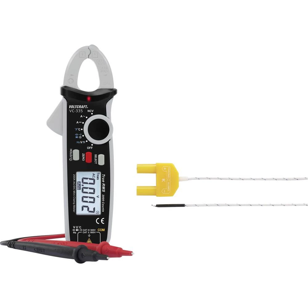 Strujne stezaljke digitalni VOLTCRAFT VC-335 Kalibriran po DAkkS CAT II 600 V, CAT III 300 V Zaslon (brojevi): 2000 slika