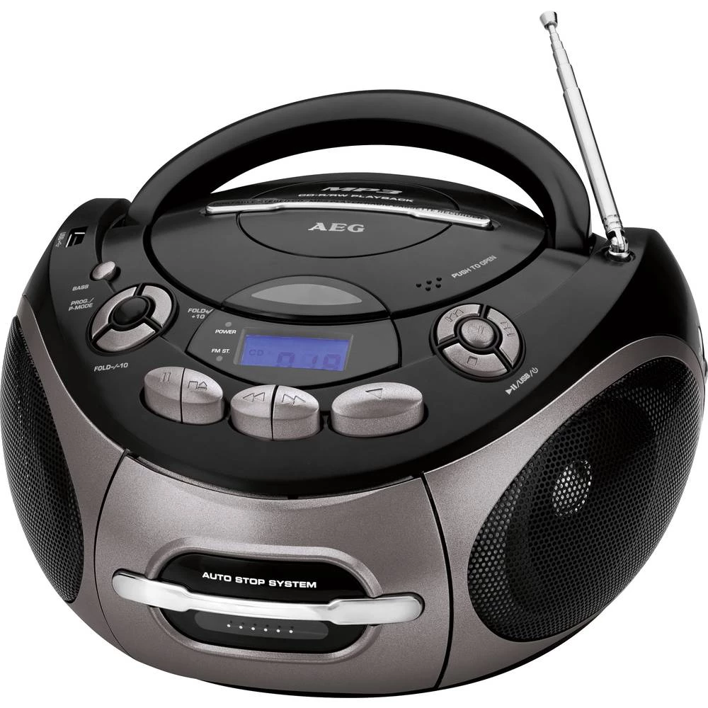 UKW CD radio AEG SR 4366 CD/MP3/USB CD, Kaseta, UKW, USB, AUX Crna, Titan slika