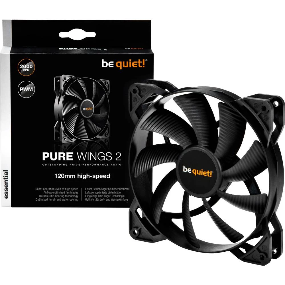 Ventilator za PC kućište BeQuiet Pure Wings 2 PWM Crna (Š x V x d) 120 x 120 x 25 mm slika