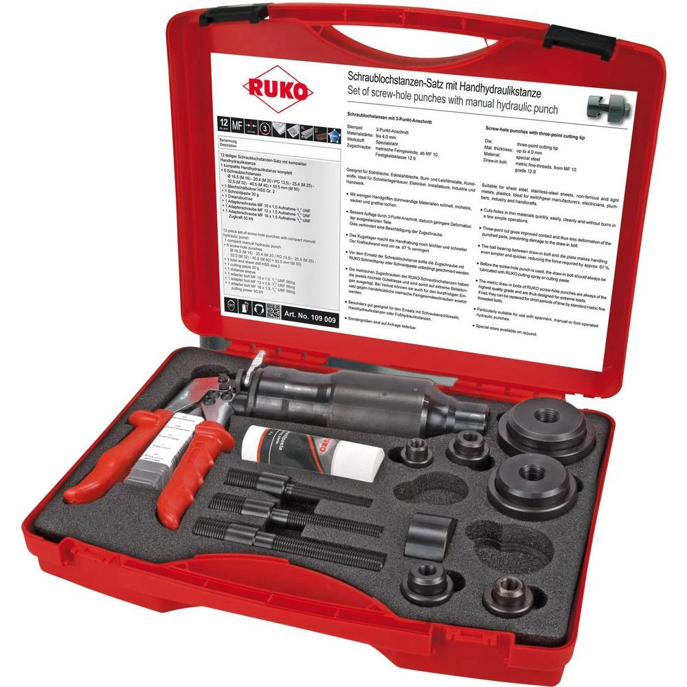 Set probijača rupa za lim RUKO 109009 slika