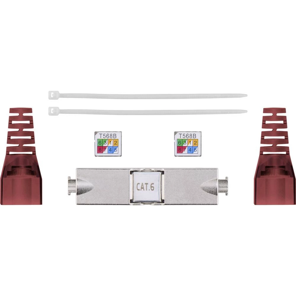 LAN (RJ45) Mreža Adapter CAT 6 [1x LSA - 1x LSA] Siva, Crvena Goobay slika
