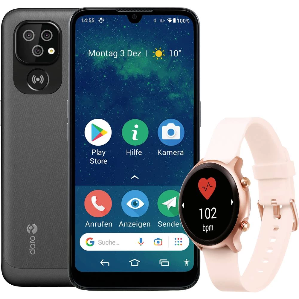 doro 8100 + Watch senior pametni telefon 32 GB 15.5 cm (6.1 palac) ružičasta Android™ 11 slika