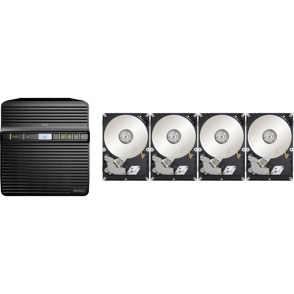NAS server 16 TB Synology DiskStation DS418j-16TB-FR 4 Bay opremljeno s 4x 4TB recertificiranim tvrdim diskovima slika