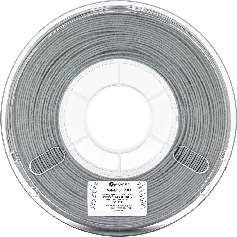 3D pisač filament Polymaker PolyLite 70642 ABS plastika 2.85 mm Siva 1 kg slika