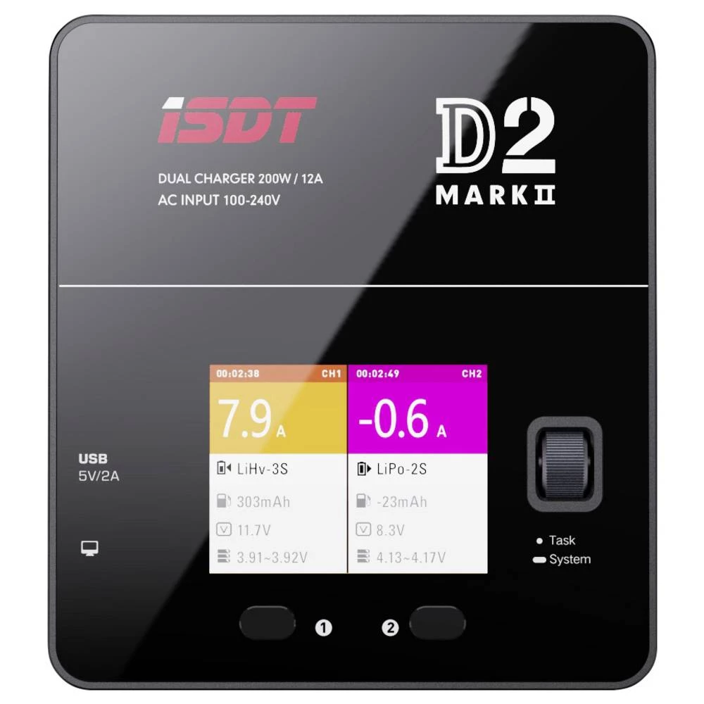 ISDT D-2 MARK2 višenamjenski punjač baterija za modele 12 A litijev-polimerski, litijev-ionski, lifepo, LiHV, nikalj-met slika