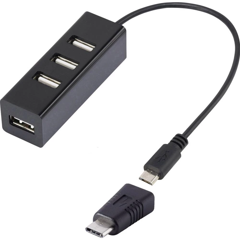 Renkforce 4 portni USB 2.0 OTG-Hub + micro-B-USB na USB-Câ&bdquo;˘ adapter slika