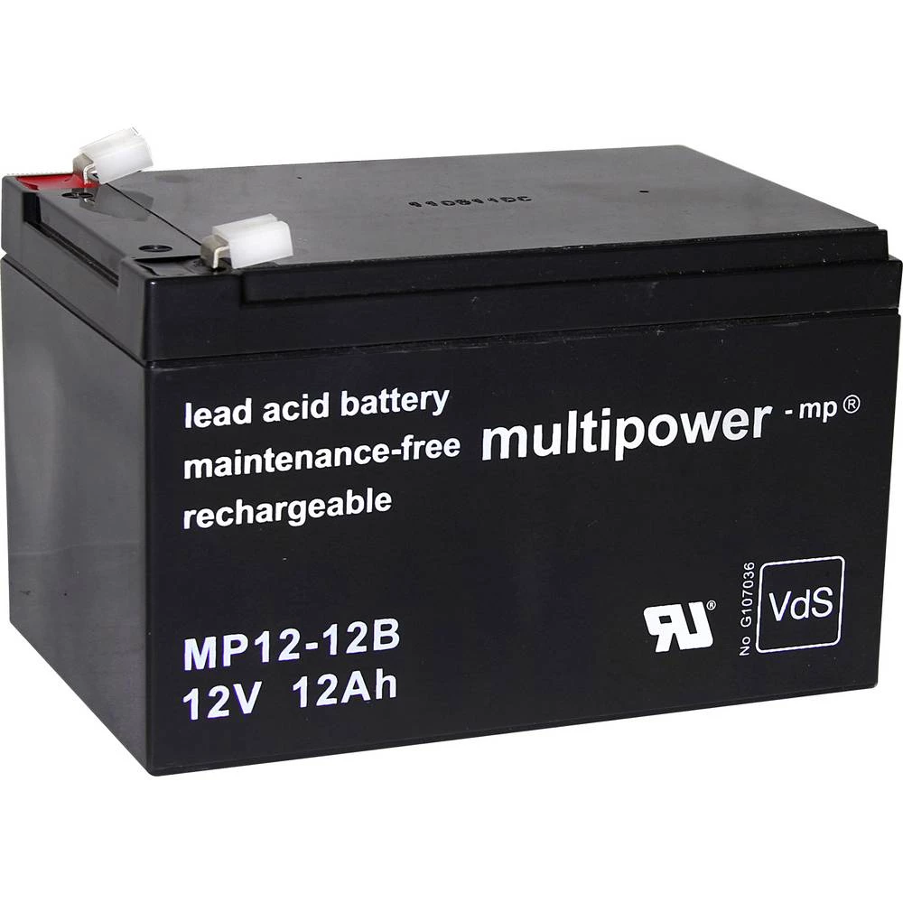 multipower MP12-12B MP12-12B olovni akumulator 12 V 12 Ah olovno-koprenasti (Š x V x D) 98 x 98 x 151 mm plosnati priklj slika