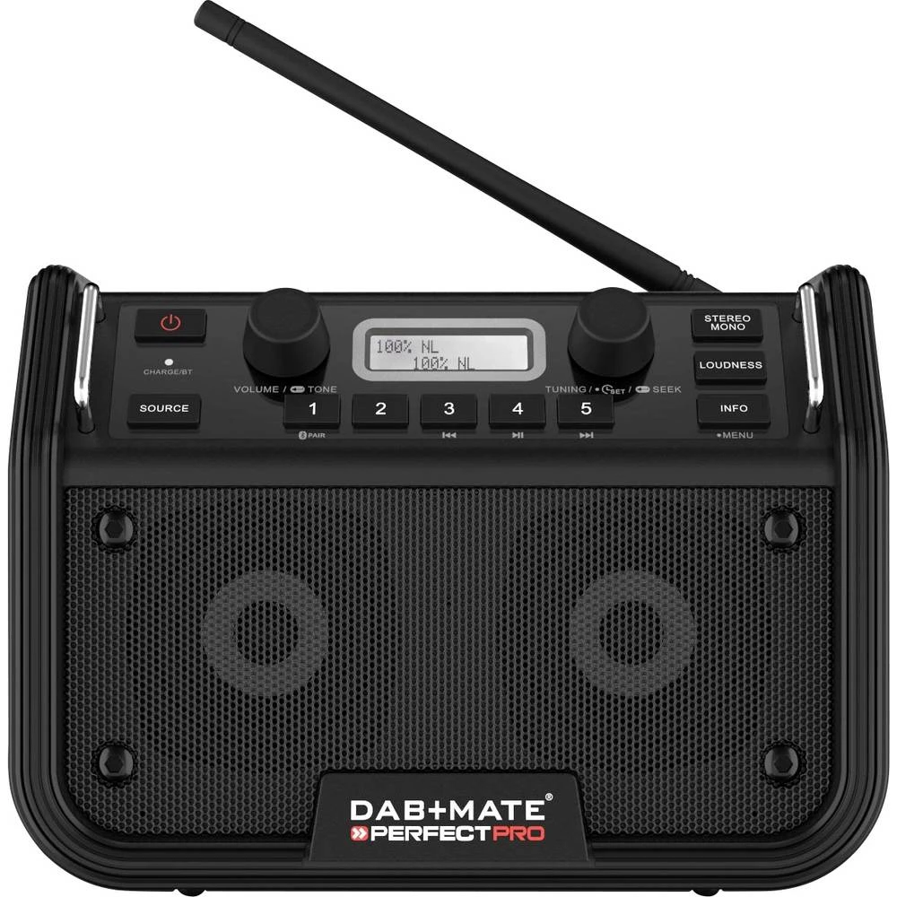 PerfectPro DABMATE radio za gradilište DAB+ (1012), ukw Bluetooth, aux, DAB+, ukw, USB funkcija punjenja baterije, Spot slika