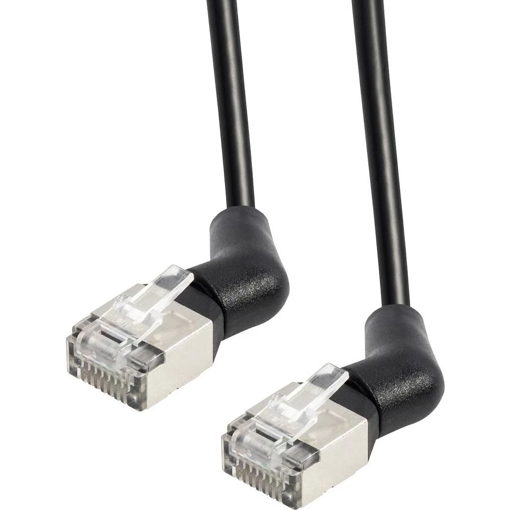 Maxtrack TI53-1,5L RJ45 mrežni kabel, Patch kabel 10 Gbit/s, CAT 6a U/FTP 1.5 m crna konektori s rotacijom od 360° 1 kom. slika