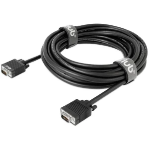 club3D VGA priključni kabel VGA 15-polni utikač, VGA 15-polni utikač 10 m crna CAC-1710 mogućnost vijčanog spajanja, pozlaćeni kontakti VGA kabel slika