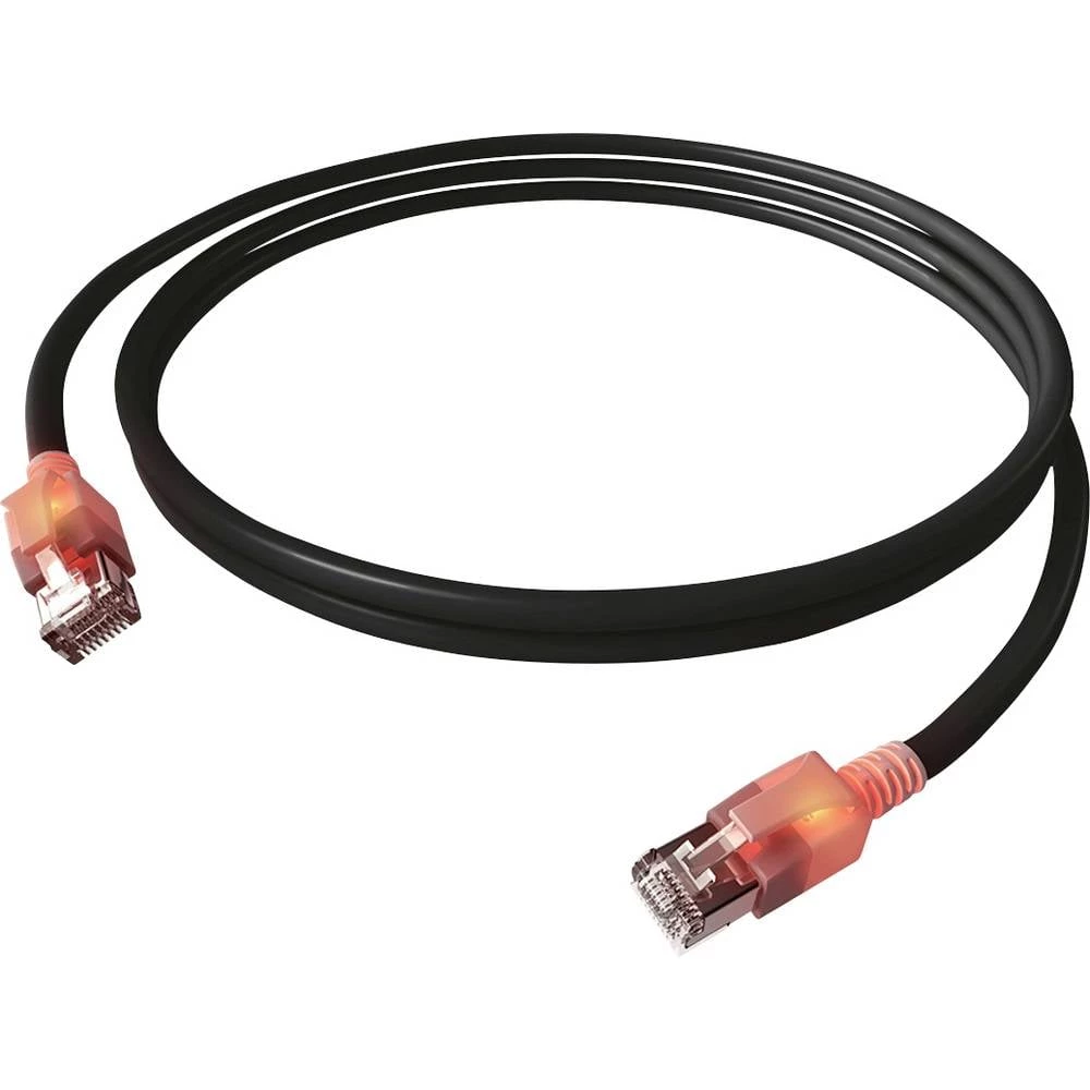 Easylan CS1OSADAD0100 RJ45 mrežni kabel, Patch kabel CAT 6a S/FTP 10 m crna dvostruko zaštićen, bez halogena, vatrostala slika