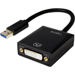 LogiLink USB / DVI Adapter [1x Muški konektor USB 3.0 tipa A - 1x Ženski konektor DVI, 24 + 5 polova] Crna slika