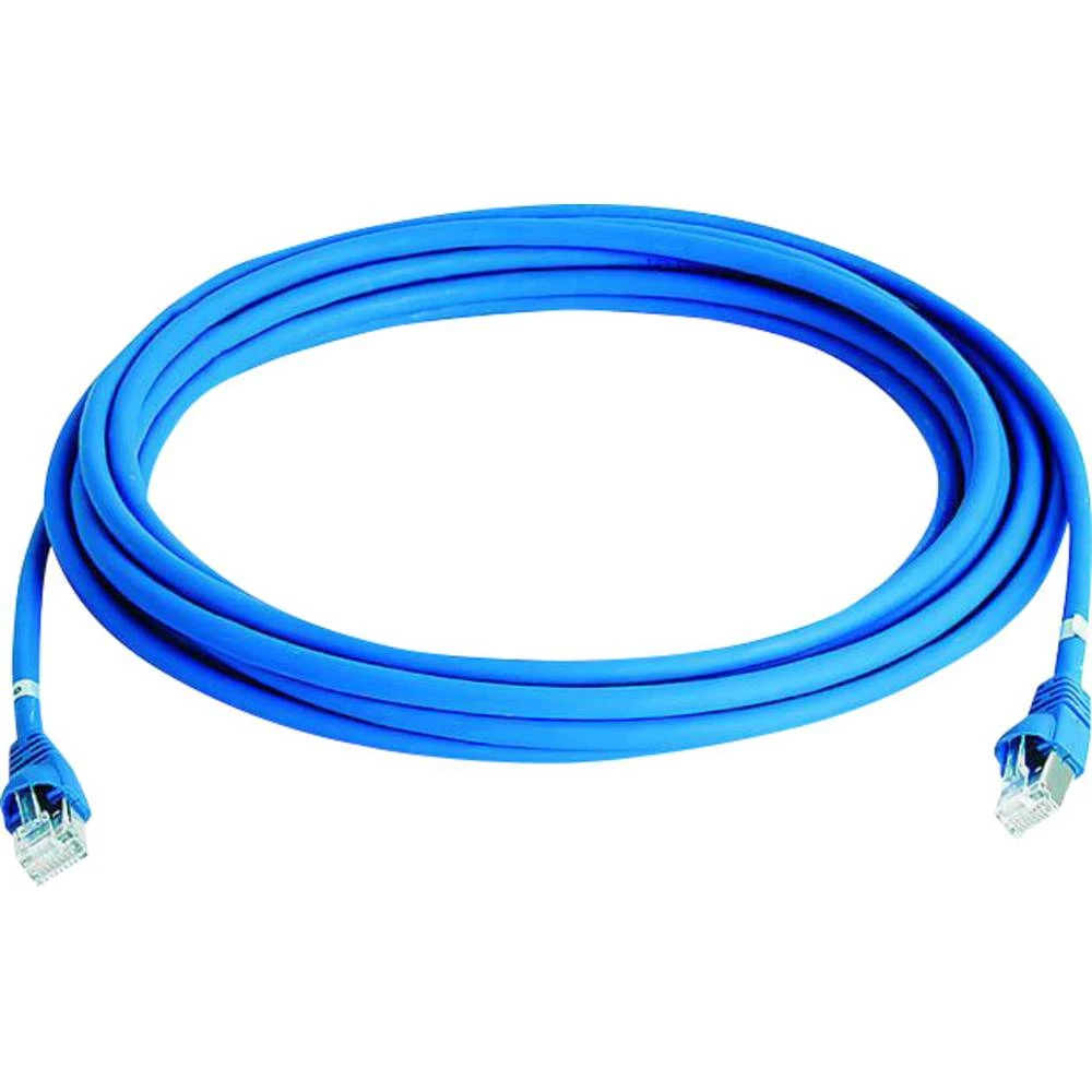 LAN (RJ45) Mreža Priključni kabel CAT 5e S/FTP 5.00 m Plava boja Vatrostalan, Bez halogena Telegärtner slika