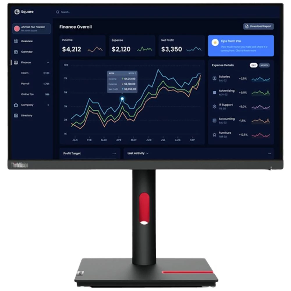 Lenovo ThinkVision T23i-30 LED zaslon Energetska učinkovitost 2021 C (A - G) 58.4 cm (23 palac) 1920 x 1080 piksel 16:9 slika