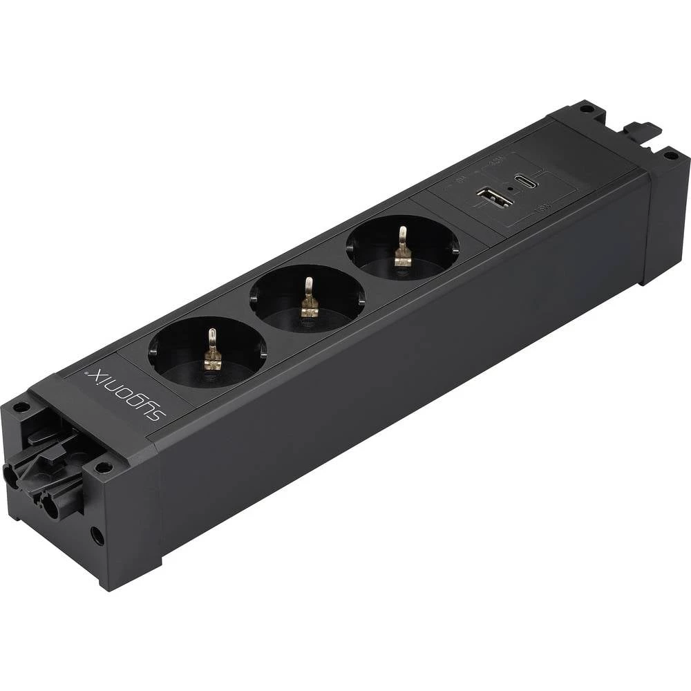 Sygonix SY-6872236 3-struki modularna utičnica bez prekidača crna slika