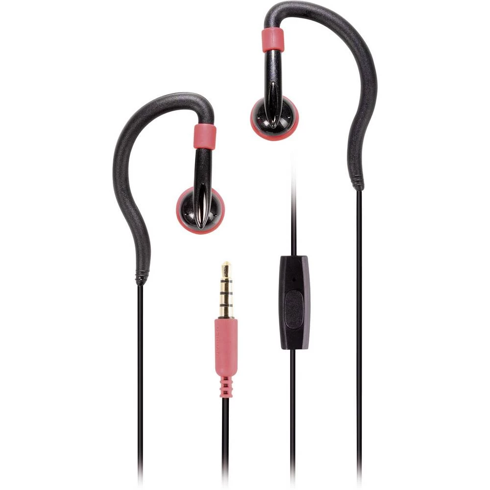 Sportske In Ear slušalice Vivanco SPORTS ACTIVE CORAL U ušima Slušalice s mikrofonom, Jednostavan držač za glavu Crno-crvena slika