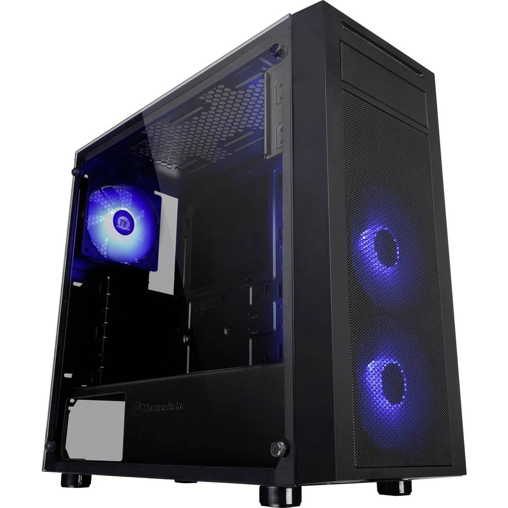 Midi-Tower Kućište za računala Thermaltake Versa J22 Tempered Glass RGB Crna, RGB 3 predinstalirana LED ventilatora, Bočni prozo slika