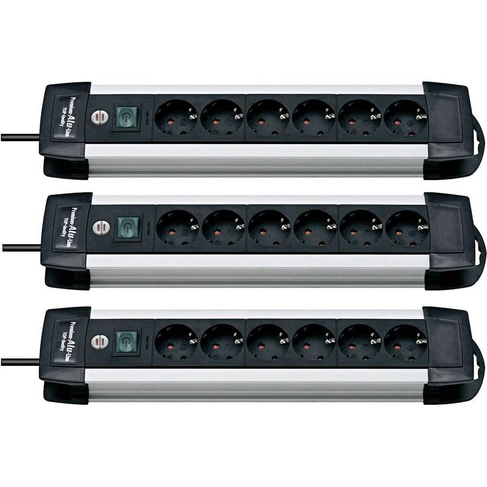 Brennenstuhl 1391000016 Razdjelna letva s prekidačem 6-struki Crna, Aluminij boja Utičnica slika