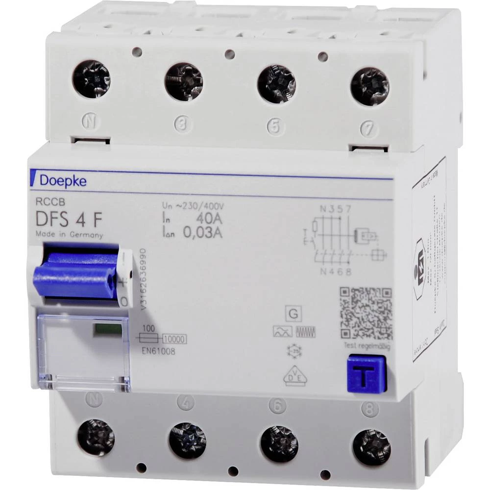 Doepke 09134820 Kvar struje-sigurnosni prekidač 4-polni 40 A 0.03 A 400 V slika