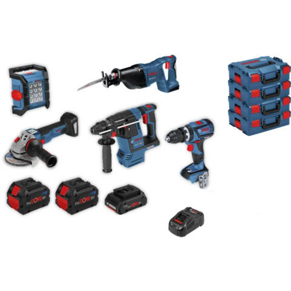 Bosch Professional 5 tlg. Profi-Set 18V Akumulatorska bušilica, Kutna brusilica, Akumulatorski čekić za rušenje 18 V Li-Ion slika