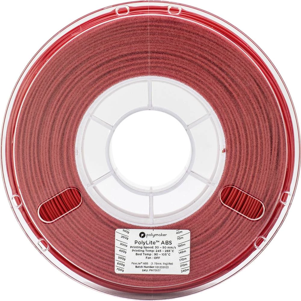 3D pisač filament Polymaker PolyLite 70637 ABS plastika 1.75 mm Crvena 1 kg slika