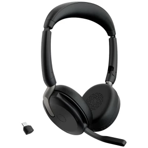 Jabra Evolve2 65 Flex Link380c UC računalo On Ear Headset Bluetooth® stereo crna poništavanje buke slušalice s mikrofonom, utišavanje mikrofona, kontrola glasnoće, indukcija, sklopive slika