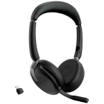 Jabra Evolve2 65 Flex Link380c UC računalo On Ear Headset Bluetooth® stereo crna poništavanje buke slušalice s mikrofonom, utišavanje mikrofona, kontrola glasnoće, indukcija, sklopive