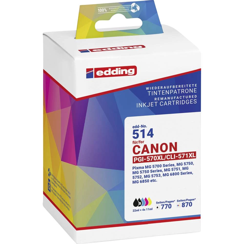 Edding tinta zamijenjen Canon PGI-570XL+CLI-571XL kompatibilan kombinirano pakiranje crn, cijan, purpurno crven, žut EDD slika