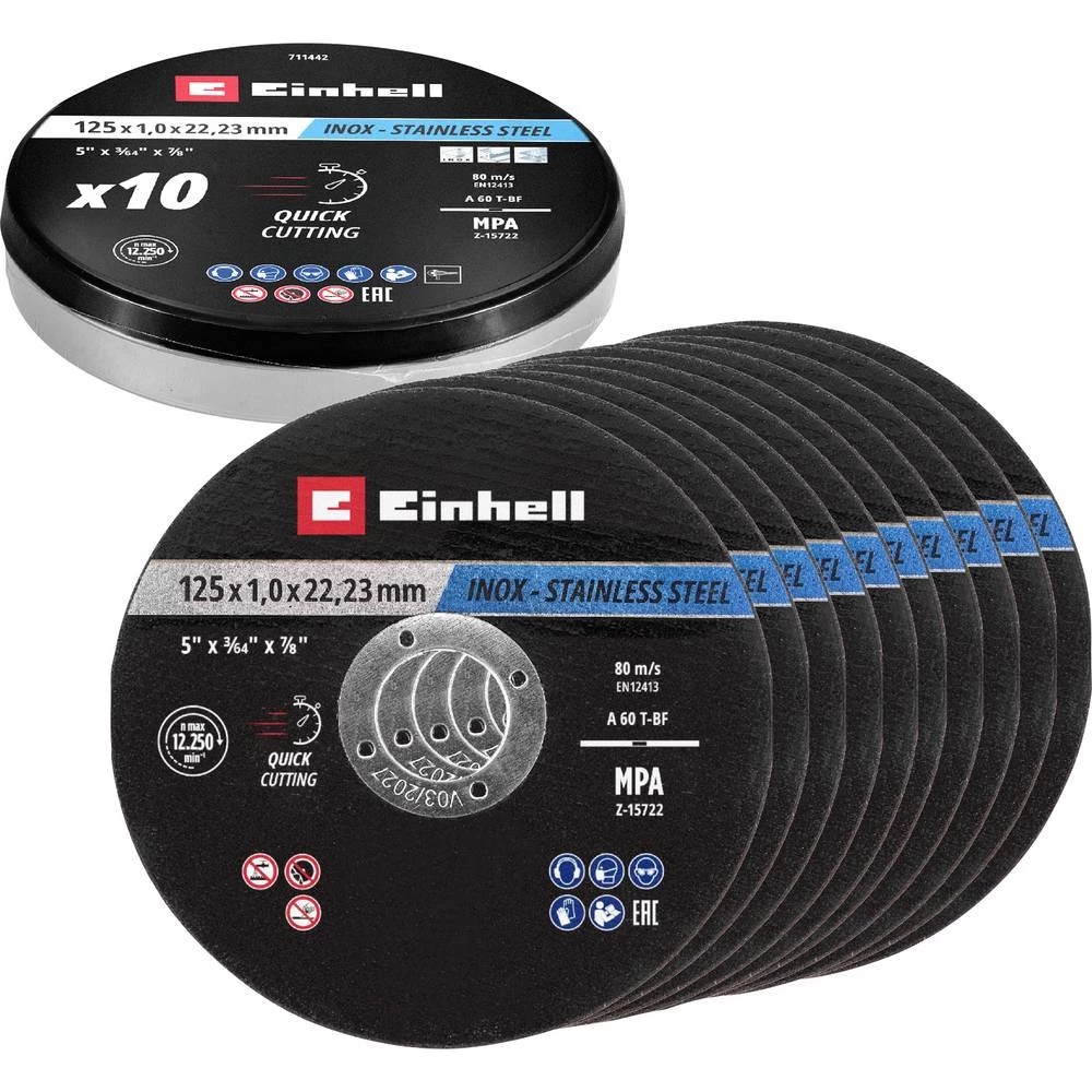 Einhell 711442 set reznih ploča 125 mm 10 kom. metal, nehrđajući čelik, čelik, lim slika