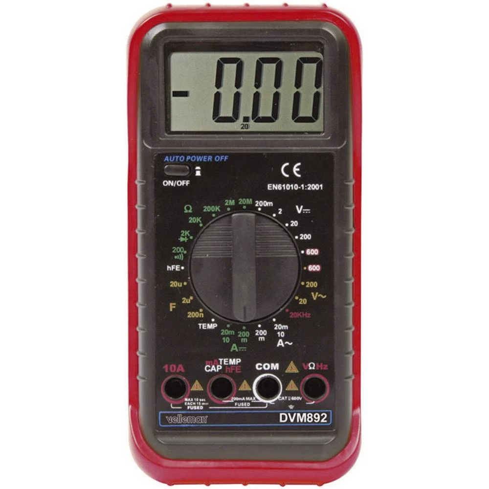 Velleman MULTIM NUMERIQUE LCD3 1/2-24 GAMMES/10A Ručni multimetar digitalni CAT II 600 V Zaslon (brojevi): 2000 slika