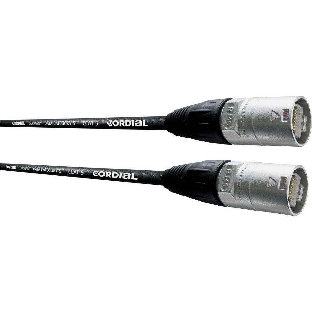 LAN (RJ45) Mreža Priključni kabel CAT 5e S/UTP 5 m Crna PUR plašt, Pletena zaštita Cordial slika