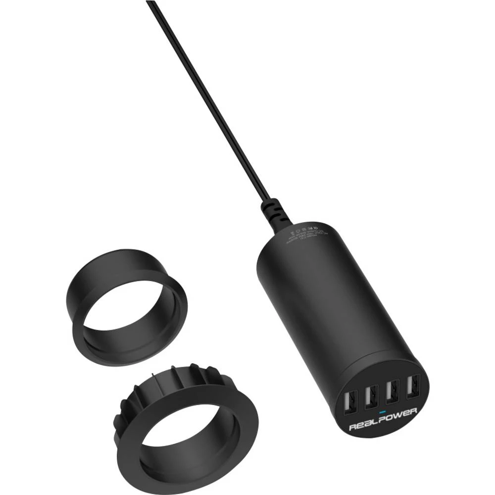 RealPower 185960 USB punjač utičnica Izlazna struja maks. 2400 mA 4 x USB slika