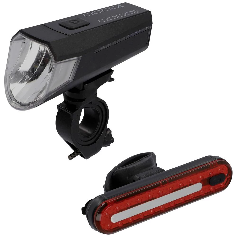 FISCHER FAHRRAD komplet svjetla za bicikl LED pogon na punjivu bateriju crna slika