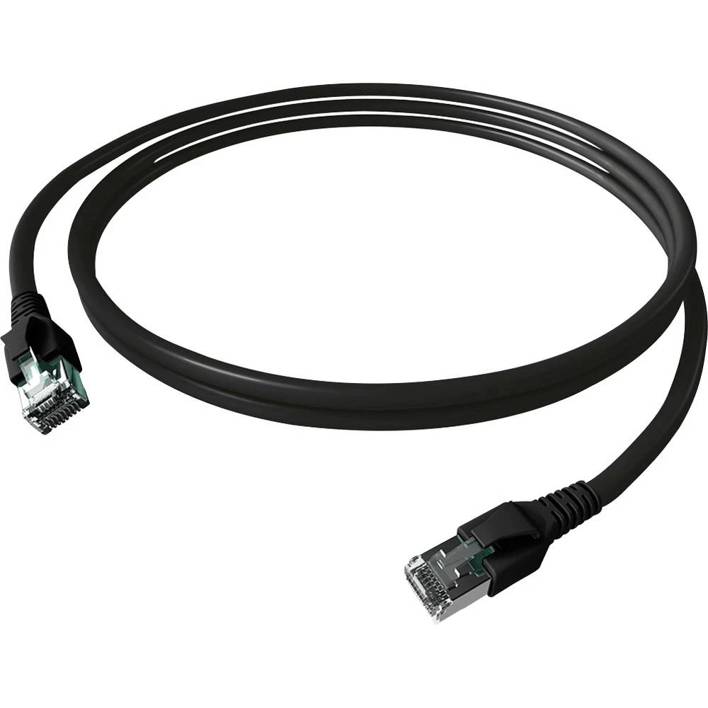 Easylan CP1KSBSBS0005 RJ45 mrežni kabel, Patch kabel CAT 6a S/FTP 0.50 m crna dvostruko zaštićen, bez halogena, vatrosta slika